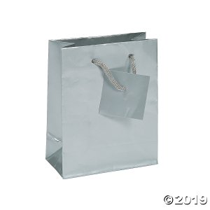 Small Silver Gift Bags with Tags (Per Dozen)