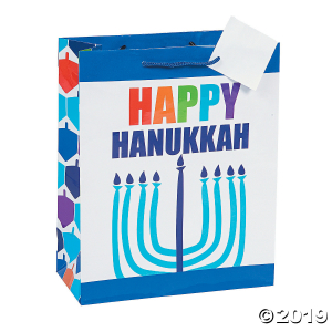 Medium Happy Hanukkah Gift Bags with Gift Tags (Per Dozen)