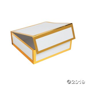 White Square Gift Box with Gold Foil Trim (1 Piece(s))