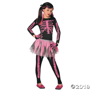 Girl's Pink Punk Skeleton Costume - Small (1 Piece(s))