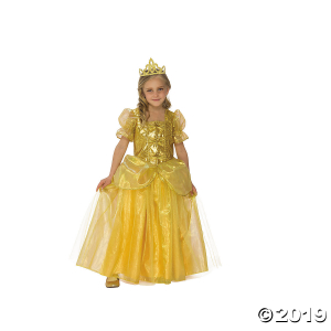 Girl's Golden Princess Costume Dress - Large (1 Piece(s))