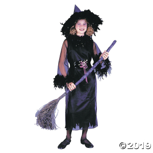 Girl's Black Feather Witch Costume - Medium (1 Piece(s))