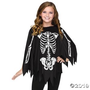 Women's & Girl's Skeleton Poncho Costume (1 Piece(s))