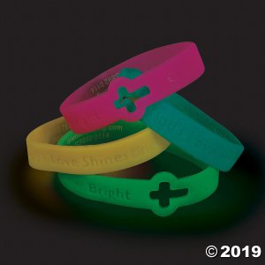Cutout Cross Glow-in-the-Dark Faith Rubber Bracelets (Per Dozen)