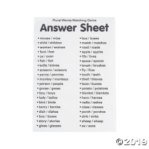 Plural Words Matching Game (1 Set(s))