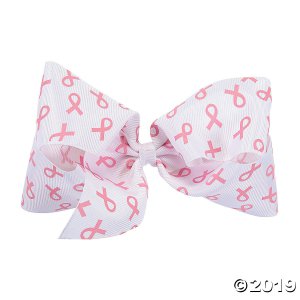 Pink Ribbon Hair Bow Clips (Per Dozen)