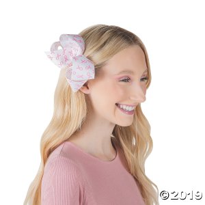Pink Ribbon Hair Bow Clips (Per Dozen)