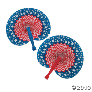 Stars & Stripes Folding Hand Fans (Per Dozen)