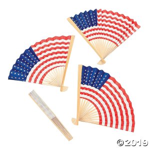 USA Flag Folding Hand Fans (Per Dozen)