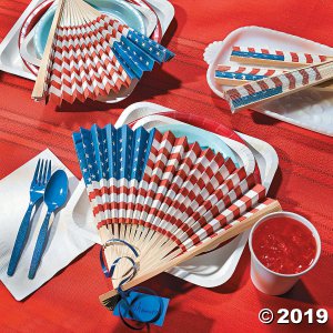 USA Flag Folding Hand Fans (Per Dozen)