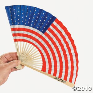 USA Flag Folding Hand Fans (Per Dozen)