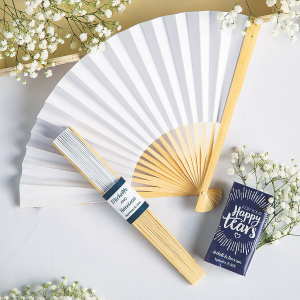 Wedding Folding Hand Fans with Personalized Wraps (24 Piece(s))