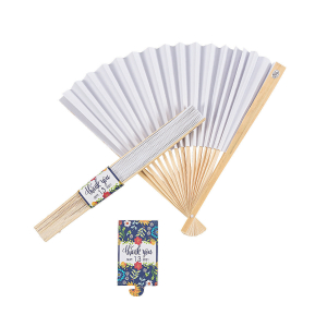 Mexican Floral Wedding Folding Hand Fans with Personalized Wraps (24 Piece(s))