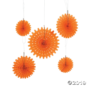Orange Pumpkin Purée Hanging Tissue Fans (Per Dozen)
