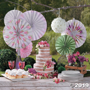 Garden Party Printed Hanging Fans (1 Set(s))