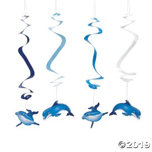 Dolphin Party Hanging Swirls (Per Dozen)