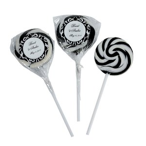 Personalized Black & White Swirl Lollipops (24 Piece(s))