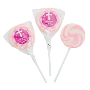 Personalized Religious Swirl Lollipops - Girl (24 Piece(s))