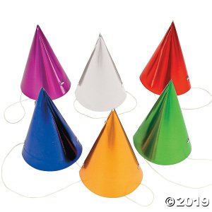 Metallic Cone Hats Assortments (Per Dozen)
