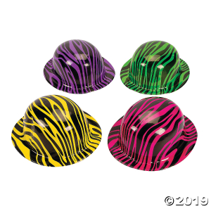 Neon Zebra Print Derby Hats Assortment (Per Dozen)