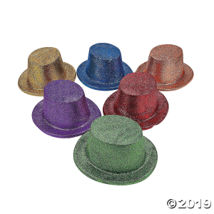 Bright Glitter Top Hats Assortment (Per Dozen)