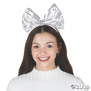 Big Bow White Sequin Headbands (6 Piece(s))