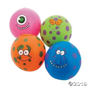 Inflatable 5" Monster Mini Beach Balls (Per Dozen)