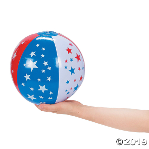 Inflatable 9" Patriotic Star Medium Beach Balls (Per Dozen)