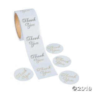 Metallic Gold Foil Thank You Stickers (1 Roll(s))