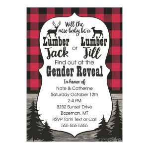 Personalized Lumber Jack or Lumber Jill Gender Reveal Invitations (10 Piece(s))