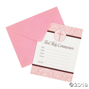 Pink 1st Communion Invitations (20 Piece(s))