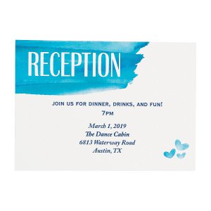 Personalized Blue Watercolor Reception Cards (25 Piece(s))