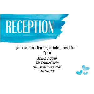 Personalized Blue Watercolor Reception Cards (25 Piece(s))