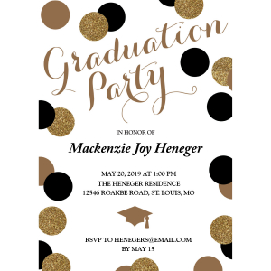 Personalized Black & Gold Graduation Party Invitations (25 Piece(s))