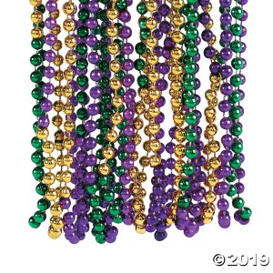 Tri-Color Mardi Gras Beads (48 Piece(s))