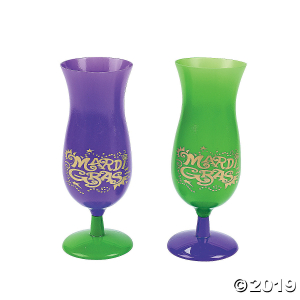 Mardi Gras Plastic Hurricane Glasses (Per Dozen) Mardi Gras Plastic Hurricane Glasses (Per Dozen)