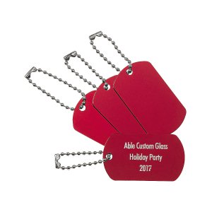 Personalized Red Dog Tag Keychains (Per Dozen)