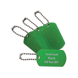 Personalized Green Dog Tag Keychains (Per Dozen)