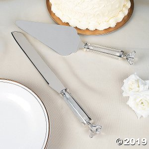 Diamond Wedding Cake Knife & Server Set (1 Set(s))