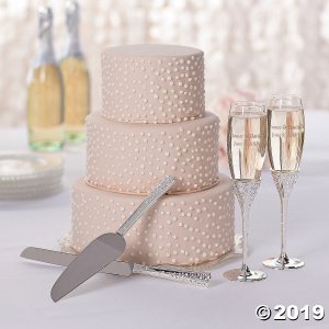 Wedding Cake Knife & Server Set with Crystals (1 Set(s))