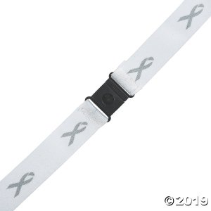Grey Awareness Ribbon Badge Holder Lanyards (Per Dozen)