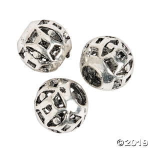 Small Geometric Large Hole Beads - 8mm (24 Piece(s))