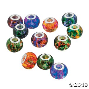Marbled Large Hole Beads - 10mm (24 Piece(s))