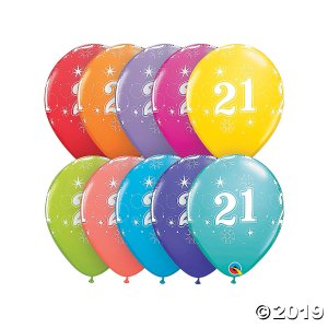 21st Birthday Sparkle 11" Latex Balloon Assortment (6 Piece(s))