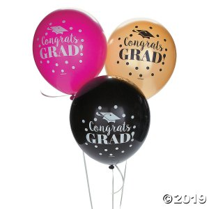 Gold Confetti Graduation 12" Latex Balloons (15 Piece(s))