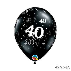 40th Birthday Around Black 11 Latex Balloons (50 Piece(s))