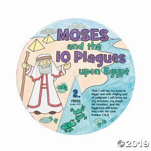 Color Your Own Moses & the 10 Plagues Wheels (Per Dozen)