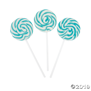 Aqua Blue Swirl Lollipops (24 Piece(s))