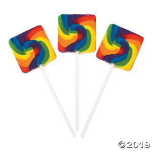 Rainbow Square Swirl Lollipops (24 Piece(s))