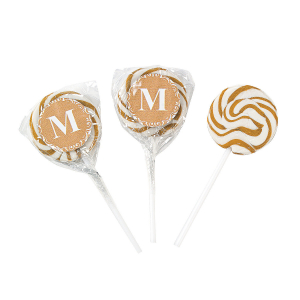 Personalized Gold Monogram Swirl Lollipops (24 Piece(s))